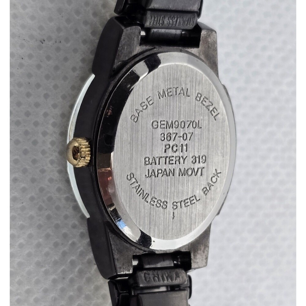 Woman's Embassy Elegant Petite Oval Black Gold Two Tone Expansion Watch 10 - Picture 8 of 8